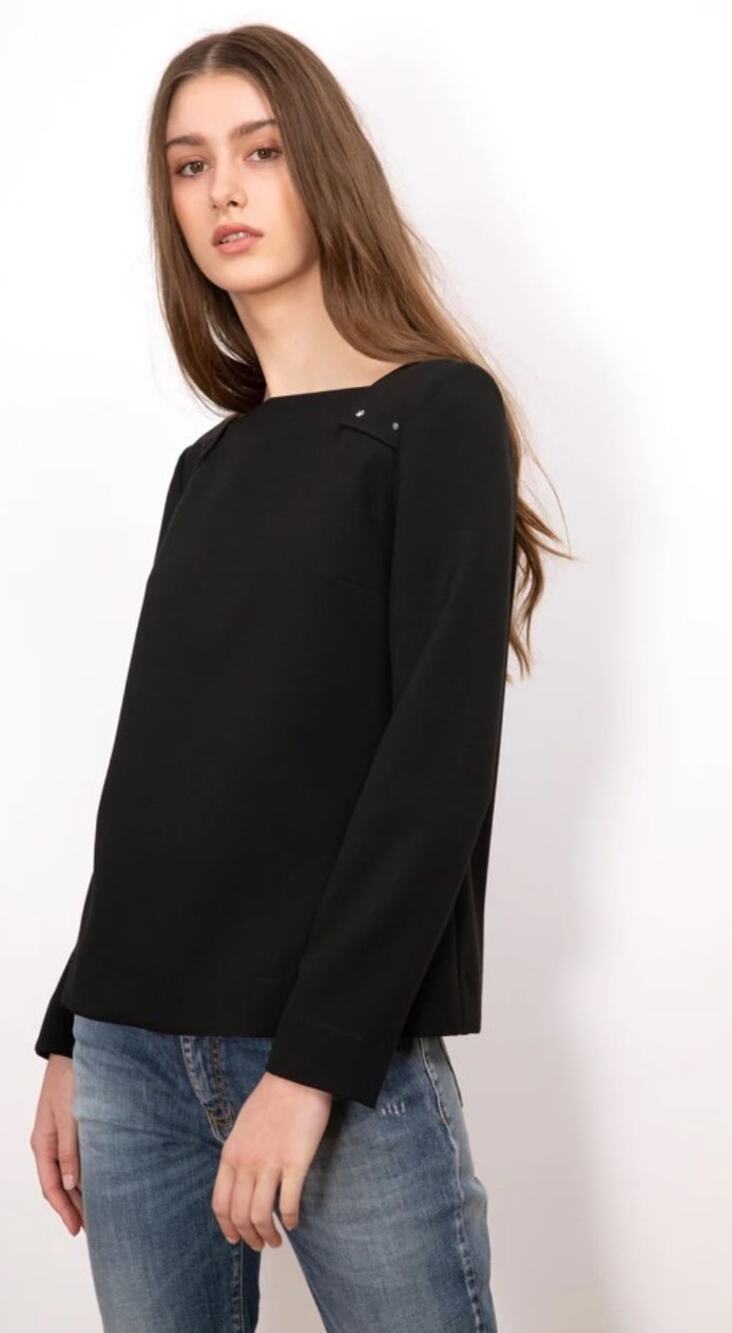 COP COPINE PARIS Sabik Square Neck Studded Crepe Long Sleeve Top YOOX 40 L $300
